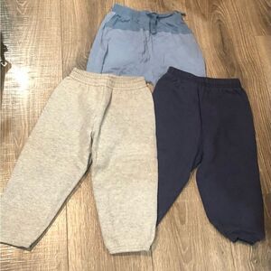 Kids Sweatpants Set Size 24 months Blue and Gray Bottoms Set 3 pcs